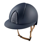 KEP Reithelm Smart Nova Textile Blau, beige Beriemung, Star Glitzer Silber, Polo-Visier
