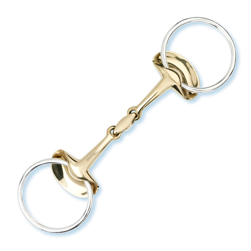 Stübben Golden Wings Trense 2662 mit 16 mm starkem SWEET Kupfer Mundstück, Seitenplatten und losen Ringen in Schrägansicht