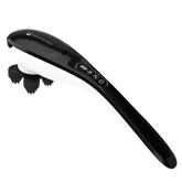 as kabellose Waldhausen Health + Care Massagegerät GO-Anywhere (Super Dandy) als Akku-Pferdemassagegerät in der Seitenansicht mit ergonomischem Griff, integriertem LED-Bedienfeld zur Auswahl von 6 Intensitätsstufen und aufgesetztem 5-Punkt-Noppenaufsatz.