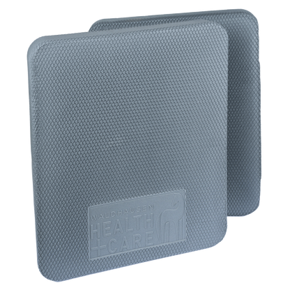Das 2er-Set Waldhausen Health + Care Balance Pads für Pferde zeigt zwei graue rechteckige Schaumstoffplatten mit rutschfester Wabenstruktur und geprägtem Markenlogo zum gezielten Training von Gleichgewicht, Tiefenmuskulatur und Koordination bei Pferd und Pony.