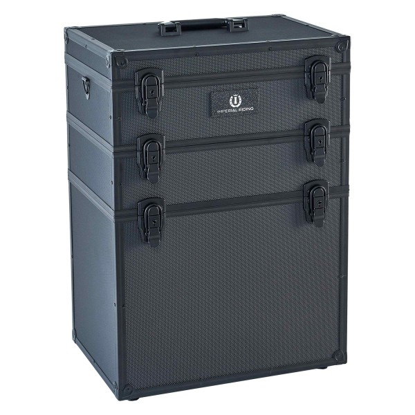 Die Putzbox IRHStackX in der eleganten Farbe black von Imperial Riding ist eine stapelbare Putzbox, die aus einem mehrteiligen Modulsystem von unterschiedlich großen abgeschlossenen Putzboxen besteht