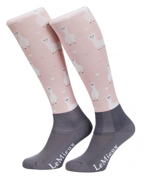 LeMieux Reitstrümpfe Footsie Socks Llama rosa