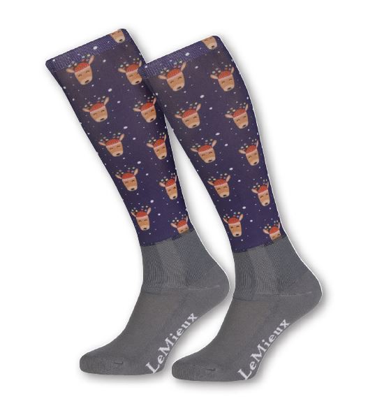 LeMieux Reitstrümpfe Footsie Socks Reindeer blau