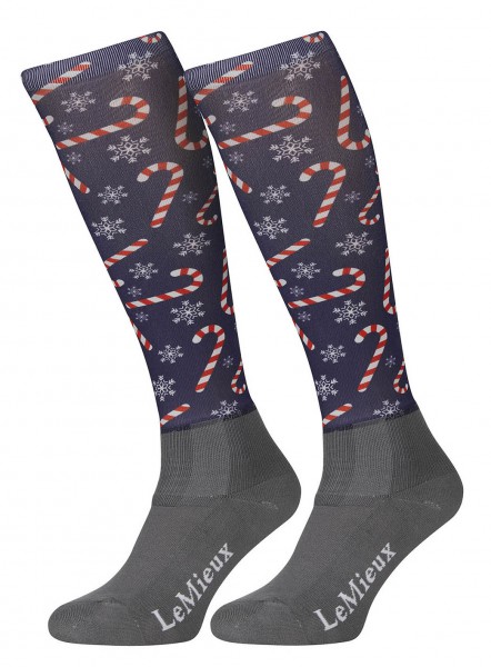 LeMieux Reitstrümpfe Footsie Socks Candy Canes blau